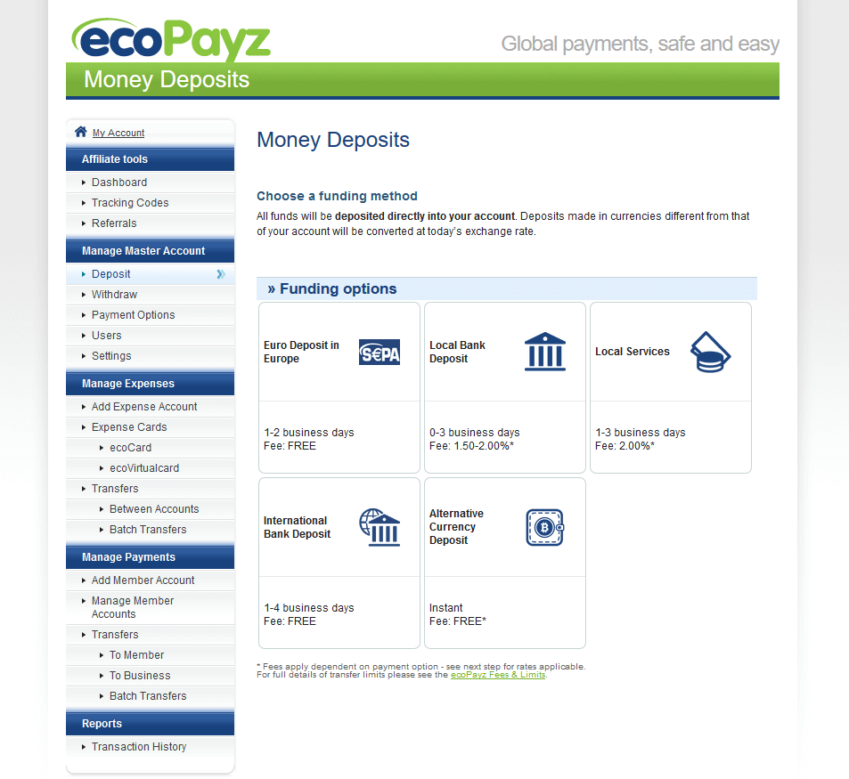 Secure Online Payments & International Money Transfers   ecoPayz