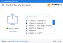 CloudBerry Lab Remote Assistant Home Screen